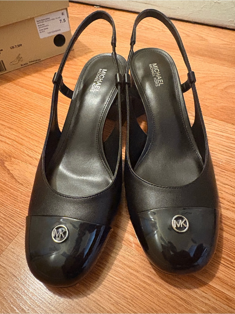 Michael Kors Black Slingback Cap-Toe Pumps